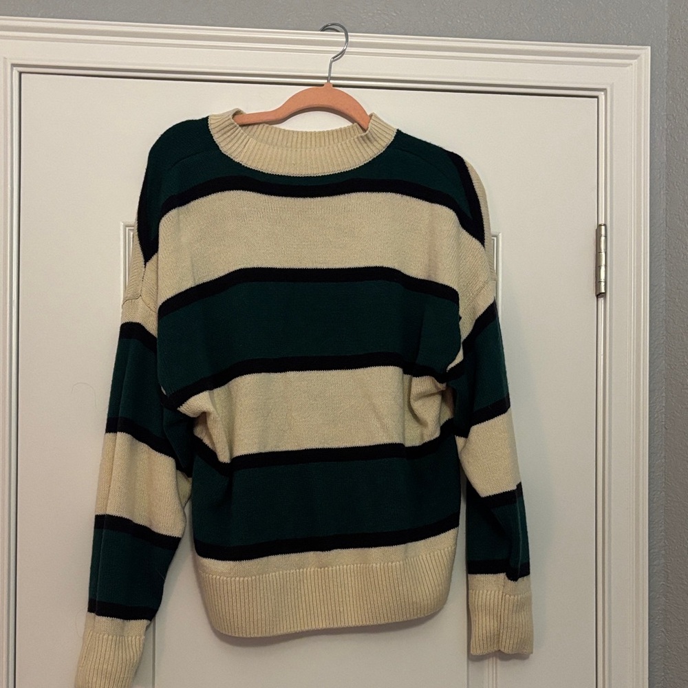 Striped Cream and Black Sweater